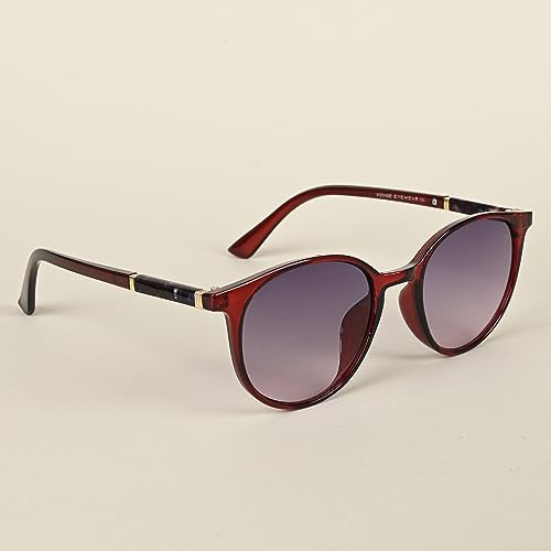 Image of Voyage UV Protected Brown Round Sunglasses for Women