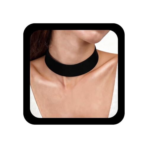 Inilbran Boho Breiter Samt Choker Halskette Schwarzer Samt Wildleder Kragen Halskette Vintage Satinband Halskettes Punk Schwarzer Samts Halskettes Schmuck Für Frauen Und Mädchen