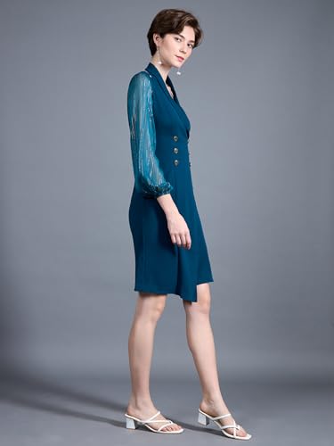 Image of Miss Chase Womens Bodycon Square Puff Sleeve Solid Lace Overlaid Ankle Length Dress