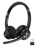 TechRise Bluetooth Headset Wireless Headset with Microphone Noise Canceling, 50H Playtime & Mute, Wireless Headphones with Mic Bluetooth 5.2 On-Ear Headphones for Trucker Cellphone Office Call Center