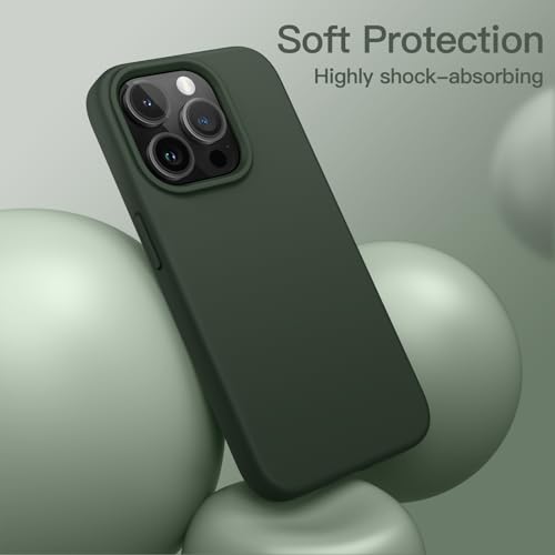 Image of JETech Silicone Case for iPhone 15 Pro, Cypress | Cover Silky Soft Touch, Shockproof Protection, Scratch Resistant, Microfiber Lining