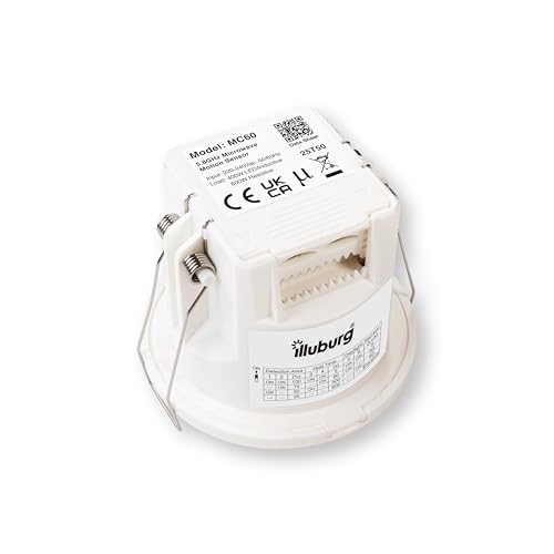 illuburg Bewegungsmelder 5,8GHz Mikrowellen HF Radar Unterputz Decken Montage mit Tag/Nacht Sensor Detektionsbereich 8 Meter