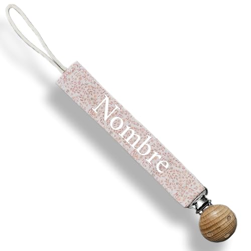 Chupeteros Personalizados con el Nombre de su Bebe. Seleccione Color, Diseño y Nombre de la Cadena del Chupete. Sujetachupetes Seguros y Divertidos. TetebyNoa (Tela Florecitas)