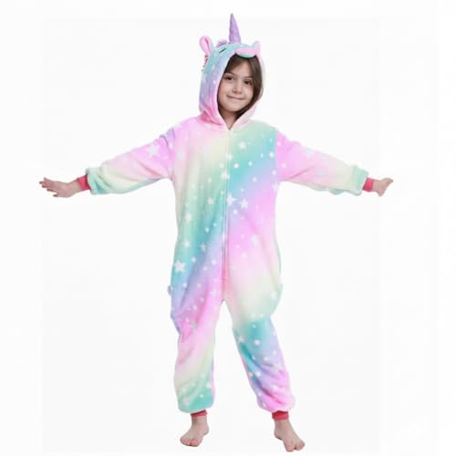 Image of SNOWIE SOFT Unicorn Pajama Wearable Blankets for Winter for Girls, Cute Fashion Flannel Soft Blanket Plush Hoodie Pajama Onesie Party Cosplay Christmas Halloween Costume for Kids