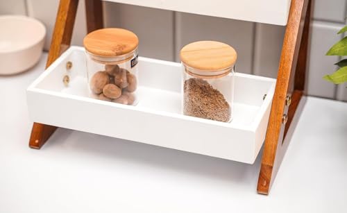 Image of 2-Tier Wooden Countertop Organizer Shelf for Kitchen Counter | Multipurpose Storage Rack for Spice Jars, Oil Bottles, Seasonings, Cosmetics & Plants | Desktop Display Shelf for Bathroom,