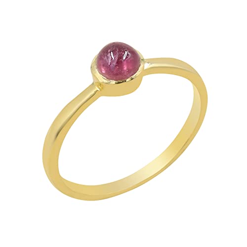 Bague en tourmaline rose et or délicate - Bijou artisanal fait main pierre d'octobre