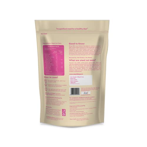 Image of NOURISH YOU Steel Cut Oats | Gluten Free Oats | High in Iron & Fibre | Healthy Protein Breakfast Oatmeal | Diet food for Weight Management | 1.5 KG (Pack of 3)