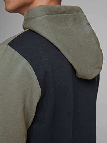 JACK & JONES Herren JJELOGO Blocking Sweat Hood, Grün (Dusty Olive/Reg) , XL – Ansicht 5