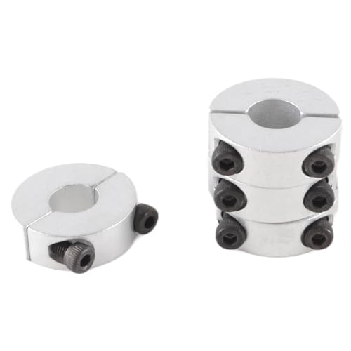 Ausi 4 Stück 12 mm Bohrung, doppelt geteilter Wellenkragen, Aluminiumlegierung, 30 mm Außendurchmesser, 10 mm Dicke, silberner Verriegelungskragen mit Stellschraube