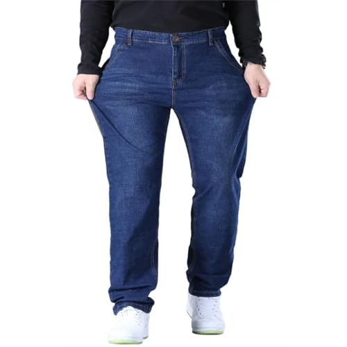 Men's Denim Pants Plus Size Elastic Straight Loose Casual Long Denim Pants2