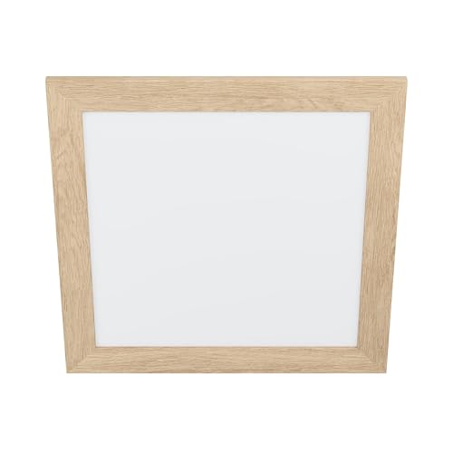 EGLO LED Panel Calemar 1, Deckenlampe Holz in Eiche, Küchenlampe, Bürolampe, Deckenleuchte neutralweiß, L x B 43,7 cm