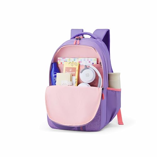 Image of American Tourister Lit | 36 Ltrs | 3 Compartments | Bottle Pocket | Ergonomic Padded Back Panel & Shoulder Straps | Secondary School Backpack | 1 Year International Warranty | Mauve Purple