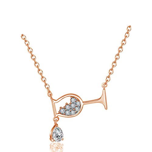 MYANAIL Wine Glass Pendant Necklace for Women Cubic Zircon Water