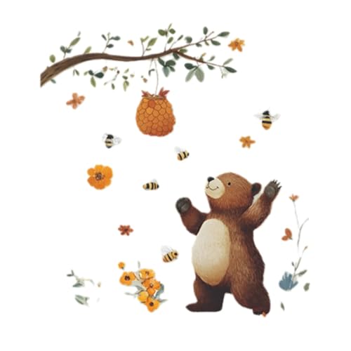 Vinilo decorativo oso marrón simpático acuarela para pared