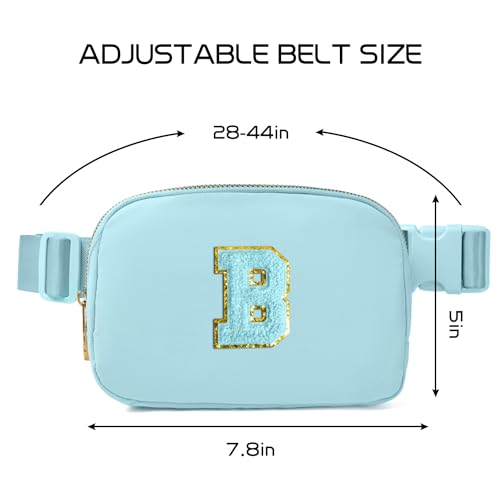 Image of Gitus Gifts for 8 9 10 11 12 Year Old Girls Belt Bag Fanny Pack Crossbody Bags with Initial Letter Patch Cute Stuff Birthday Gifts for Teen Girls Women Personalized Trend Stuff (Icing Blue-B)