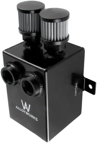 Universal 2L 12AN oil breather catch tank can +filter +drain Aluminium black Twin Baffle Dual Filter Engine Oil Catch Can Tank Reservoir AN12