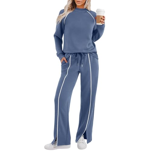 Pull col bénitier femme et pantalon jambes larges pour ensemble de jogging - 2