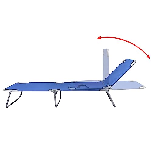 Chaise longue pliante acier bleu stable et compacte avec dossier réglable ergonomique - 5