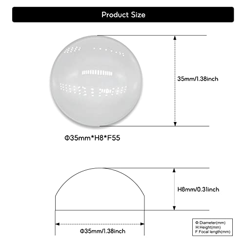 Image of 5PCS X Optical Glass Lens Without Edge Dameter 35MM Flat-Convex Lens, Focusing LED Convex Lens (Φ35mm*H8*F55)