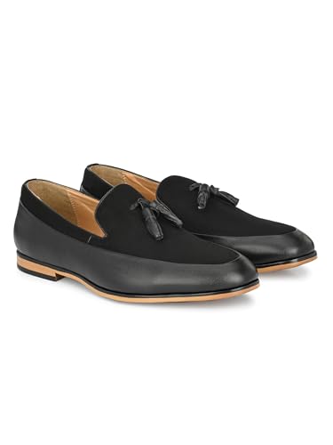 Image of San Frissco Men's Loafers Casual Slip On Leatherette Tassle Velvet Shoes for Daily Use /Soft Cushioned Footbed with TPR Sole /Stylish Trending Lightweight Shoe for Party and Weddings
