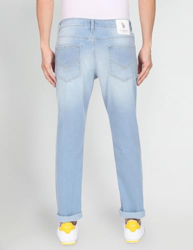 Image of U.S. POLO ASSN. Denim Jeans for Men - Slim Tapered Fit, Mens Jeans for Office & Regular Wear - 34, Light Blue