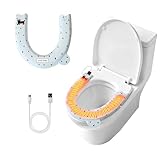 Peabownn Heated Toilet Seat Cover EASY-CLEAN - Waterproof USB-Powered (Non-Rechargeable) Warmer 3 TemperatureWinter Toilet Seat Cover U set D