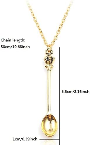 KOMUNJ Charm Mini Tea Spoon Necklace, 4 Pieces in Silver, Gold, Rose Gold, Black - for Fancy Dress Party Favors - Image 4