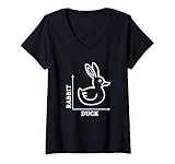 Women's Rabbit Vs Duck Funny Animal Meme Chart Farm Animals Woodland V-Neck T-Shirt
