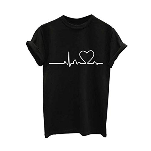 LYworld Camiseta Verano Mujer Blusa Moda Camiseta con Estampado De Corazones Tops Casuales Camisa Camiseta Tops Mujer Verano
