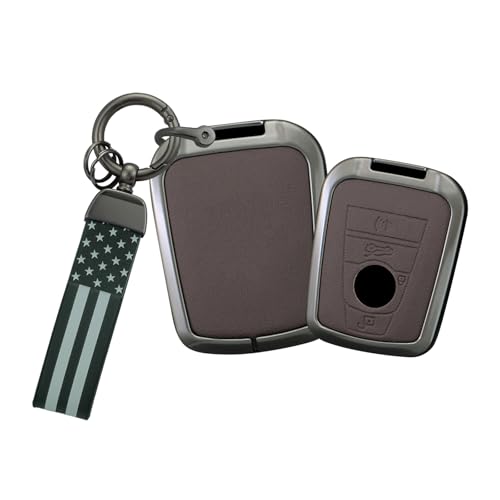 Coque de clé BMW I3 I8 en cuir marron avec motif drapeau américain étui chic haut de gamme