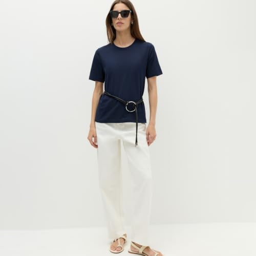Image of Marks & Spencer Pure Cotton Everyday Fit T-Shirt Navy Blue