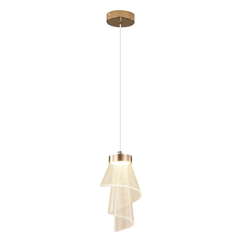 Lustre à fil réglable en finition dorée et acrylique de style mode nordique