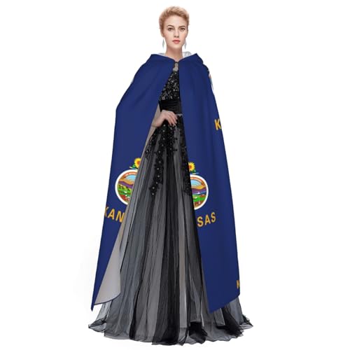 Cape à capuche drapeau du Kansas pour déguisement de magicien et vampire cosplay