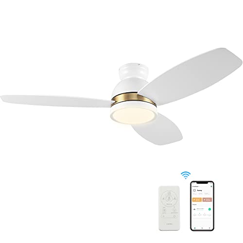 52″ Flush mount Ceiling Fan with Light, Indoor & Outdoor Ceiling Fan