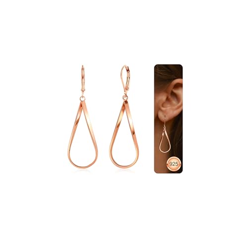 Image of LOLIAS Rose Gold Long Waterdrop Dangle Earrings for Women