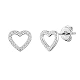 Philip Jones Silver Plated Open Heart Earrings Created with Zircondia® Crystals