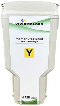Vivid Colors Remanufactured Yellow 300ml 728 Ink Cartridge Replacement for Designjet T730 T830 Printer F9K15A