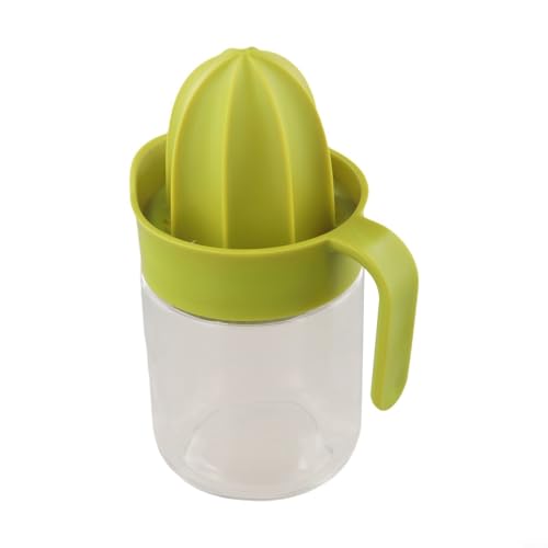 Exprimidor manual de naranja para uso doméstico con taza de recolección de jugos, diseño integrado para un espacio mínimo en el mostrador y fácil manejo (verde)