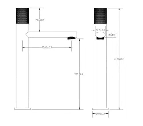 Mitigeur d'eau chaude et froide gris court pour lavabo et vasque de salle de bain - 2