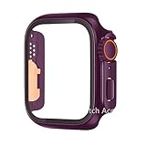 CZKE Glass Case for Apple Watch 44mm 45mm 41mm 40mm 42mm 38mm Screen Protector Cover Change Ultra Bumper iWatch Series 8 7 SE 6 5 3 (Color : Purple, Size : 44mm)