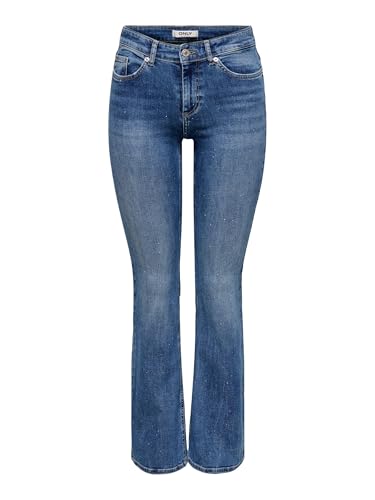 ONLY Donna Onlblush Mid Flared DNM Rea260 Noos Female Flared Fit Jeans Onlblush Vita Media Flared Jeans, Media Blu Denim, (L) W x 30L