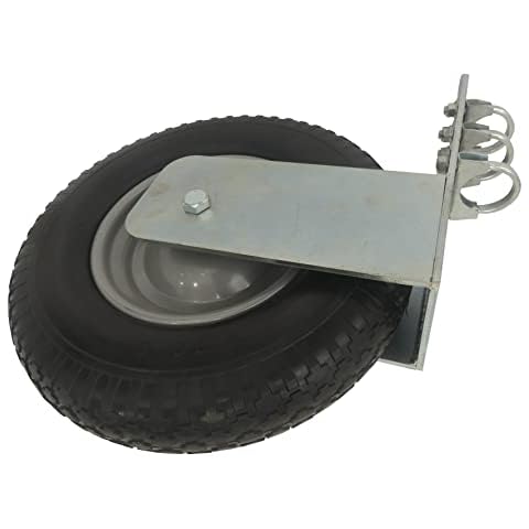 Tech Team #00768 Front Mount Gate Wheel, Cattle/Farm/Driveway 16" Diameter, Flat Free, Tubular Steel or Wood Gates, Dual Ball Bearings, Adjustable Height Cover