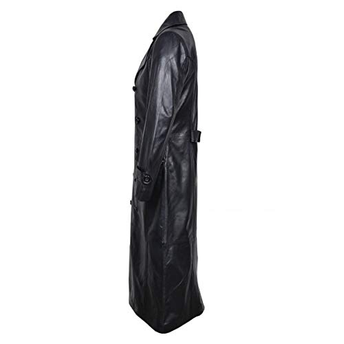 Men's German Wwii Classic Officer Black Cowhide Leather Trench Coat (3Xl) #TOP2