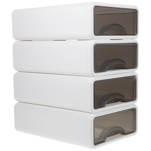 ROMISBABA 4個 卓上収納 小物入れ 引き出しプ 透明窓付き 収納ボックス 大容量 化粧品 文具 雑貨整理用 積み重ね可能