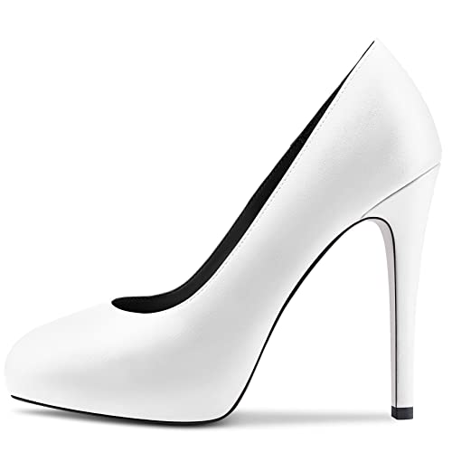 DearOnly Womens Slip On Platform Pumps High Stiletto Heel Closed Round Toe Matte Dress Shoes Bridal Wedding Shopping Vacation 5 Inch2