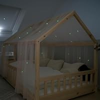 lilimaus Bedhemel met lichtgevende sterren, decoratieve bedhemel, cadeau voor meisjes en jongens, kinderbedgordijnen 90 x 200 cm en 120 x 200 cm, lichtgevende sterren voor kinderkamer