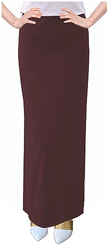 Baby'O Women's Basic Modest 37" Ankle Length Stretch Knit Straight Skirt (10, Burgundy)