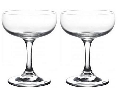 Cocktail coupe glasses set of 2 â€“ 7 Ounce champagne flutes â€“ Clear champagne saucer â€“ Ideal for champagne tower - Martini toasting stemware - Party cups for appetizers desserts - Great romantic gift