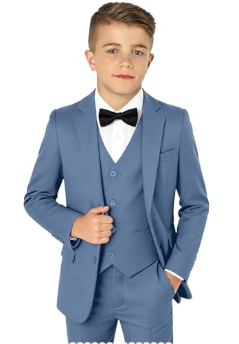 Image of Boy Suits 5 Pieces Formal Suit Set with Adjustable Waist Kids Dress Suit for Wedding Prom