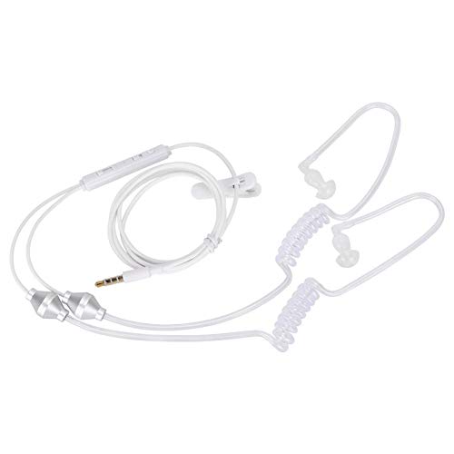 Yunir Auriculares móviles de Doble Espiral Antirradiación Auriculares de Tubo acústico de Aire Transparente Suave con micrófono Incorporado para la mayoría de los teléfonos Inteligentes